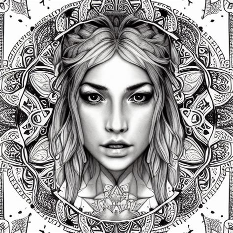 Dibujo A L Piz Mandalas Chica Rubia Bohemia Con Flores Y Tatuajes Libro