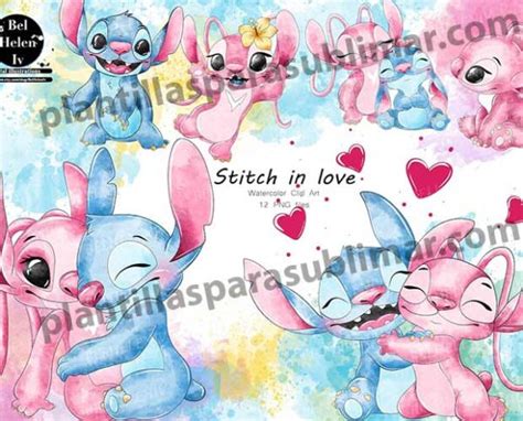 Stitch Y Angel In Love Png Plantillas Para Sublimar