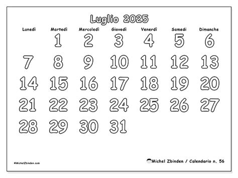 Calendario N Luglio Michel Zbinden It