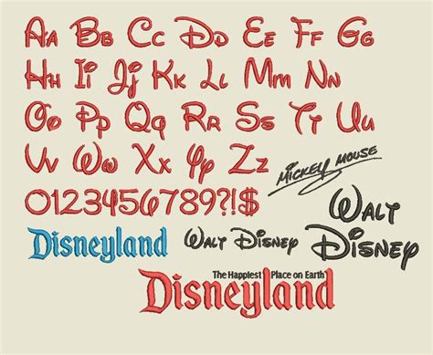 Walt Disney Font Embroidery Design Files popular Words by InaHoop