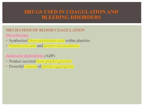 34 Drugs Used In Coagulation And Bleeding Disorders