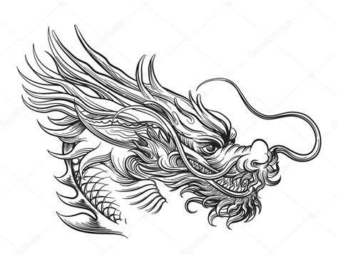 Hand Drawn Chineese Dragon Head — Stock Vector © Vectortatu 126170356