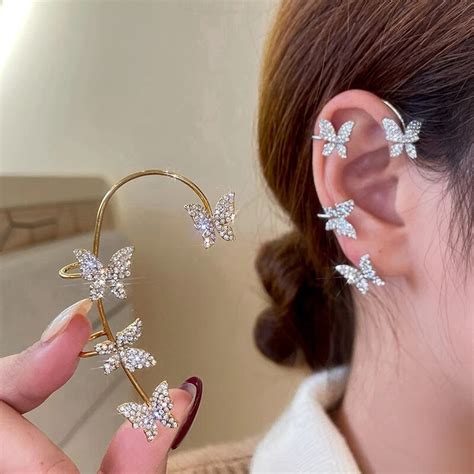 Emmaya Shining Zircon Butterfly Ear Cuff Earrings For Women Girls