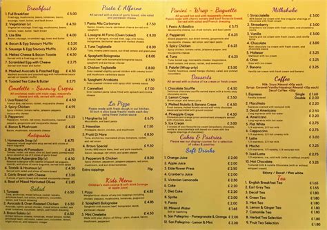 Menu At Café Bravo Cafe Coventry