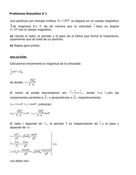 Problemas Resueltos 1 Una partícula con energía cinética se