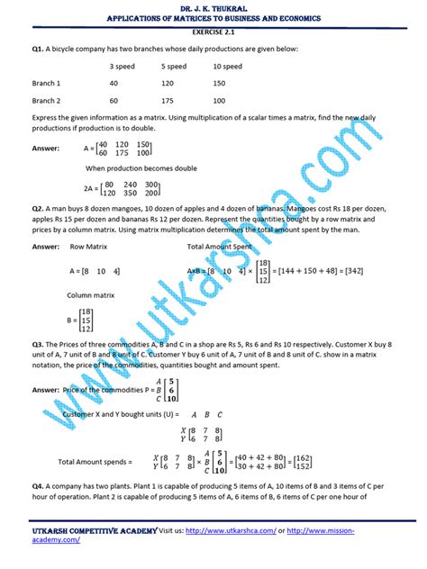 Applications of Matrices | PDF