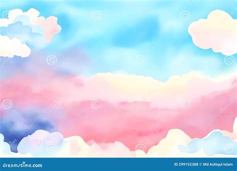 Sky Clouds Background. Watercolor Sky with Clouds Stock Illustration - Illustration of beautiful ...