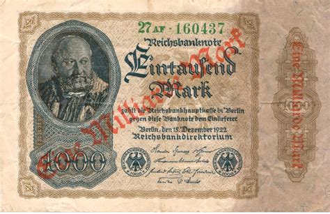 1 Milliarde Mark Weimarer Republik Reichsbanknote 1923