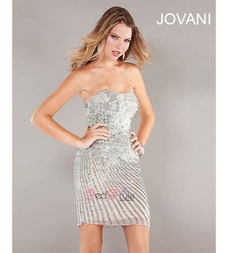 Silver Strapless Cocktail Dress Jed Style