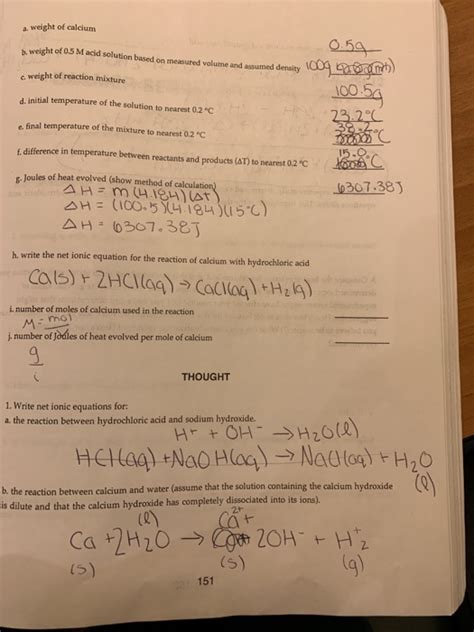 the reaction between calcium and hydrochloric acid. | Chegg.com