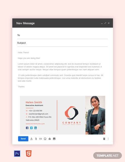 Company Assistant Email Signature Template Html5 Outlook Psd Artofit