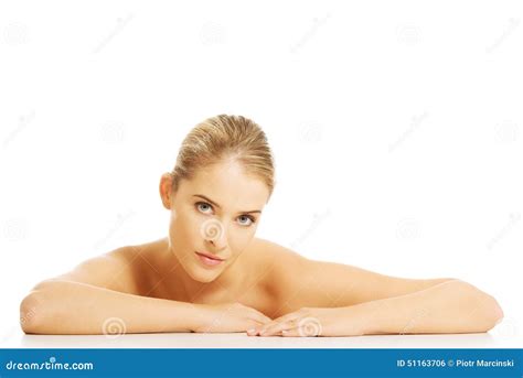 Portrait Of Nude Woman Sitting At The Desk Stock Photo Image Of Naked