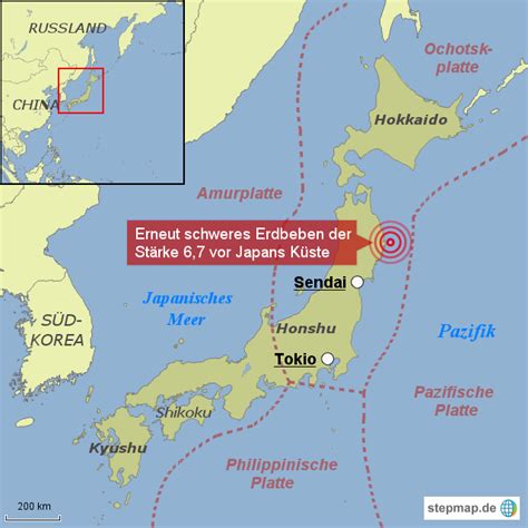 Stepmap Erneut Schweres Erdbeben In Japan Landkarte F R Japan