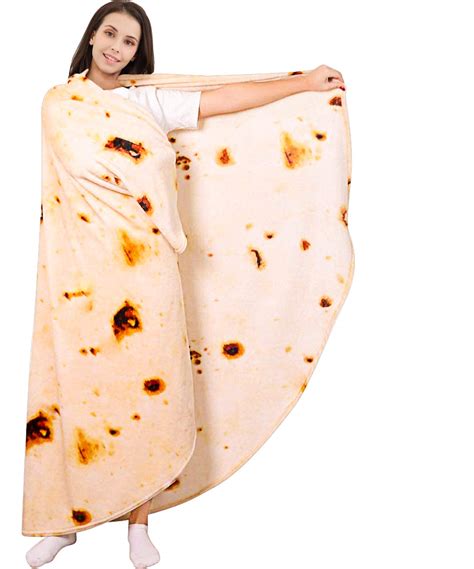 Burritos Tortilla Blanket 71in Double Sided Giant Round Novelty Taco Wrap Throws Blanket Soft