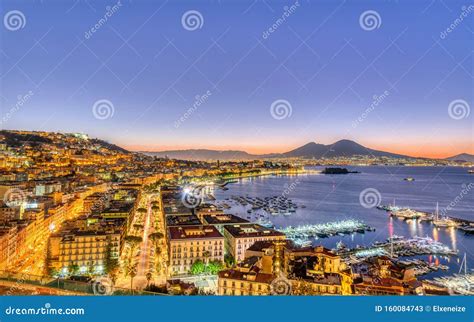 Naples In Italy With Mount Vesuvius Stock Image Image Of Hill Dawn