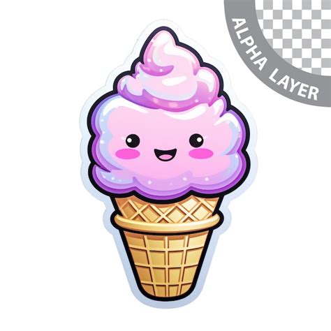 Premium PSD Kawaii Ice Cream Sticker