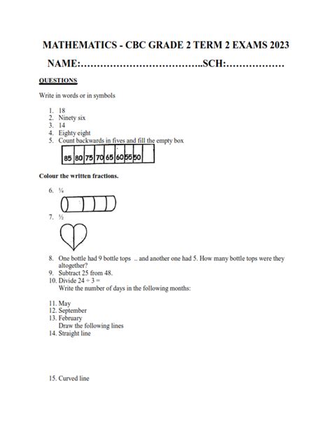 2023 Grade 2 End Of Term 3 Examination With Marking Schemes Set 2