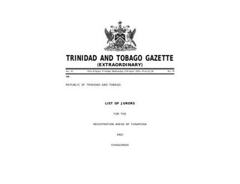 Trinidad And Tobago Gazette Trinidad And Tobago Government News