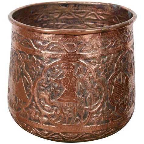 Copper Hand Etched Egyptian Pot Jardiniere Copper Art Copper Copper