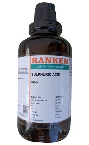 Reagent Grade Rankem Lab Sulphuric Acid For Laboratory 99 At 240