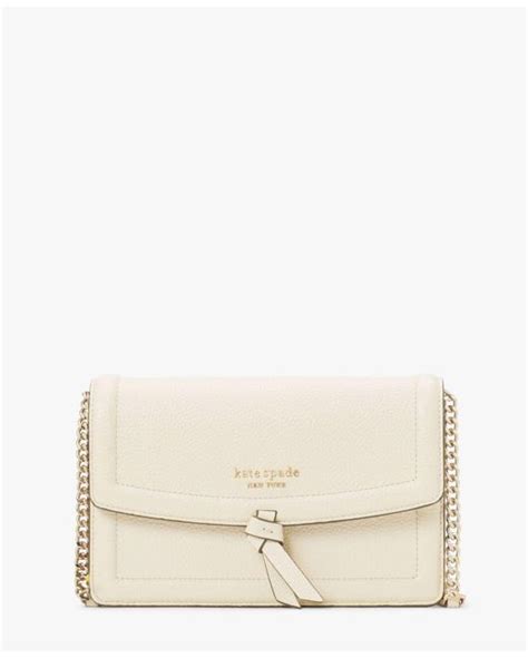 Kate Spade Knott Pebbled Leather Flap Crossbody In Natural Lyst