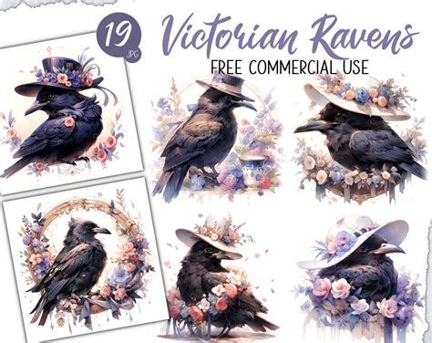 Victorian Ravens Clipart Bundle 19 Digital  Gothic Era Etsy