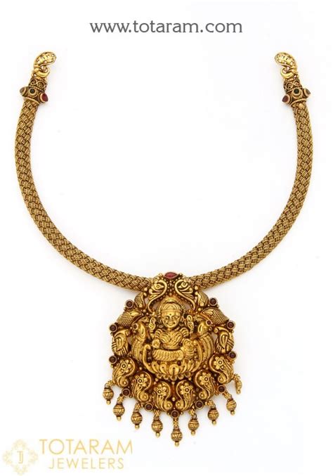 K Gold In Detachable Lakshmi Peacock Kanti Necklace