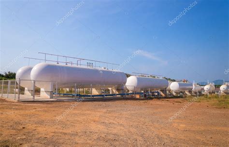 Natural Gas storage tanks in industrial plant. Stock Photo by ...