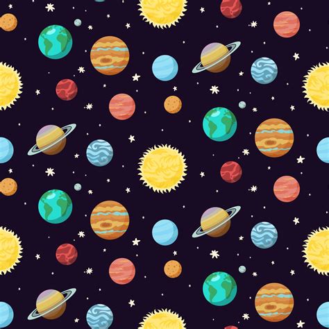 Solar System Planets Space Seamless Pattern Backgroung For Package