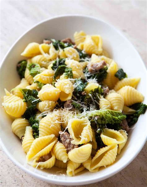 Shell Pasta with Sausage and Greens Recipe