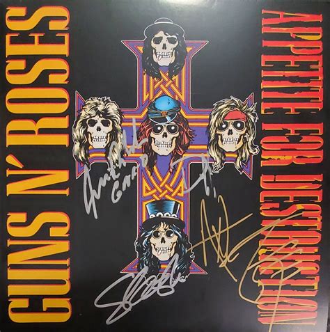 Guns N Roses Appetite For Destruction Lp Album X4 Hand Signed Etsy