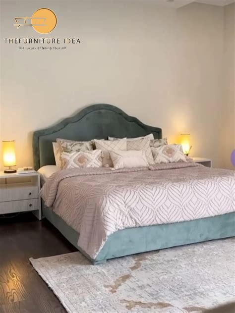 elegant upholstered bed frame  velvet finish  cushioned