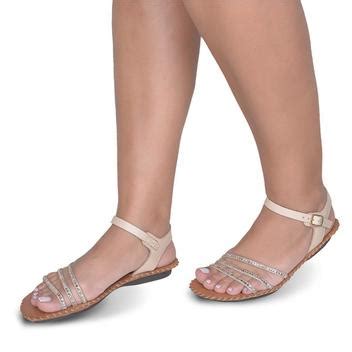 Sandália Rasteira em Couro Nude strass Flor d couro Rasteirinha