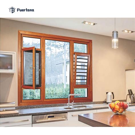 America Style Aluminum Clad Wood Casement Window With Double Toughened