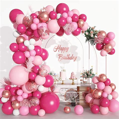 Amazon CANREVEL 125Pcs Pink Balloon Garland Arch Kit Hot Pink