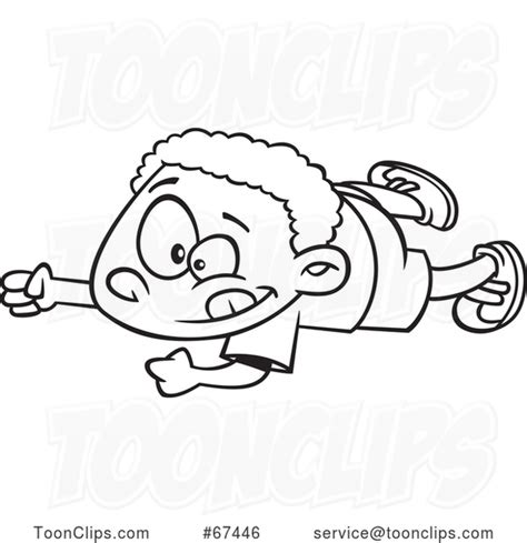 Cartoon Outline Boy Doing An Army Crawl 67446 By Ron Leishman