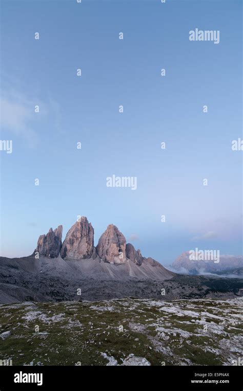 Tre Cime at sunrise, Italian Dolomites Stock Photo - Alamy