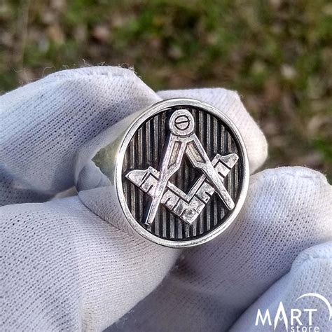 Square And Compasses Freemason Ring Strong Design MasonArtStore