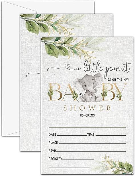 Amazon Utesg Baby Shower Elephant Invitations Fill In Cards