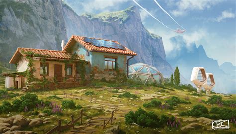 ArtStation - Solarpunk Inspired off-grid homestead