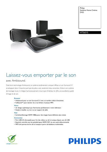 Philips Syst Me Home Cin Ma Dvd Fiche Produit Fra