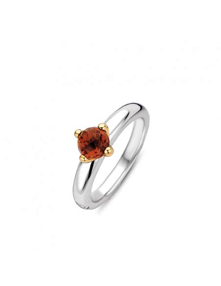 Bague Argent Et Pierre Cognac Mix Match Ti Sento