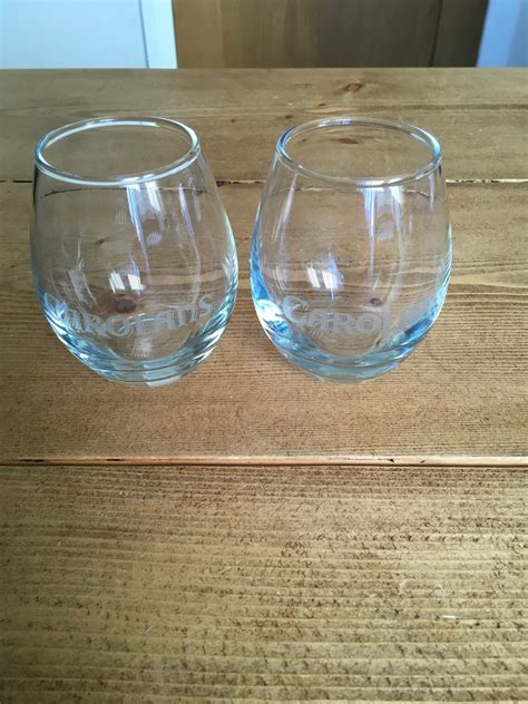 Two Vintage Carolans Irish Cream Liqueur Stemless Glasses Etsy