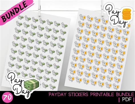 Payday Stickers Printable Bundle Planner Stickers Bill Due Stickers