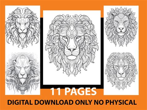 Mandala Lion Coloring Page Adults 11 Pages Printable File Digital ...