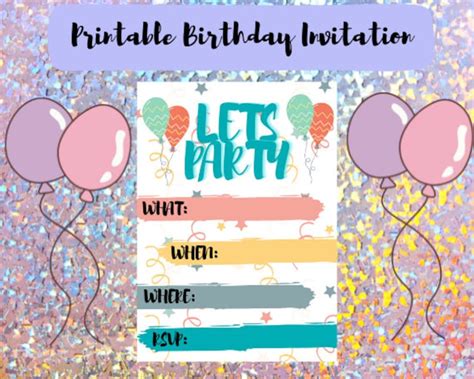 Printable Birthday Invitation - Etsy