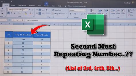 How To Find Second Most Repeating Number In Excel How To Find Second Most Occurring Number In