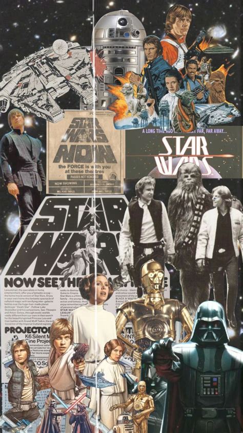 Fav Movie Franchise Starwars Vintage Space Collage Moodboard In