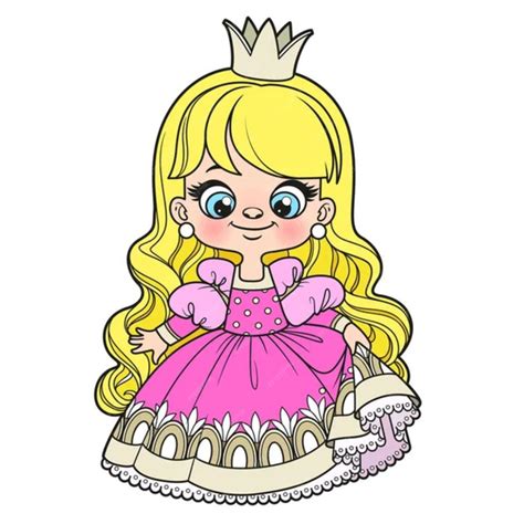 Premium Vector Beautiful Princess In Pink Dress And Blonde Hair