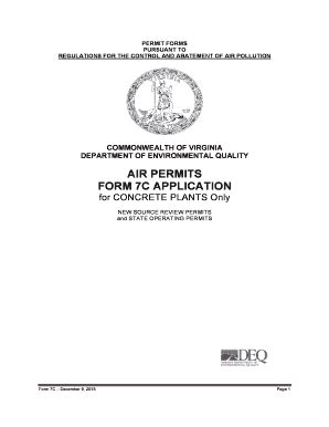 Fillable Online Deq Virginia AIR PERMITS FORM 7C APPLICATION Deq